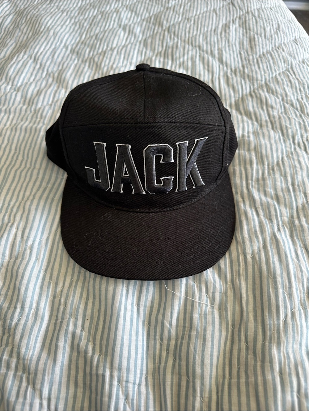 Disney Black Snapback Hat with White JACK Embroidery
